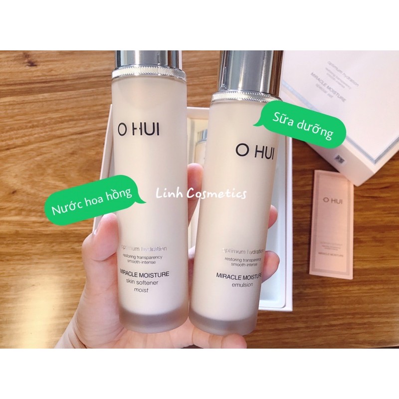 Sét dưỡng ohui hồng 2 sản phẩm Miracle moisture giúp dườn ẩm, căng bóng da, trắng hồng, căng mịn