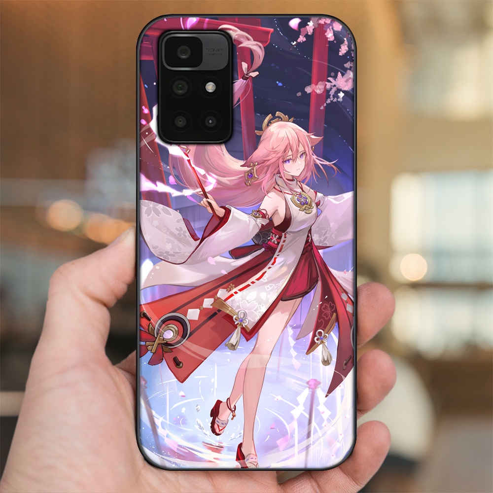 Ốp lưng Xiaomi Redmi 10 viền đen in hình Yae Miko Genshin Impact