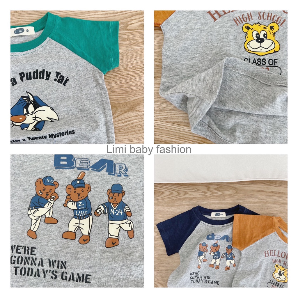 Áo phông bé trai hoạ tiết đẹp, áo thun cotton mềm mát cho bé