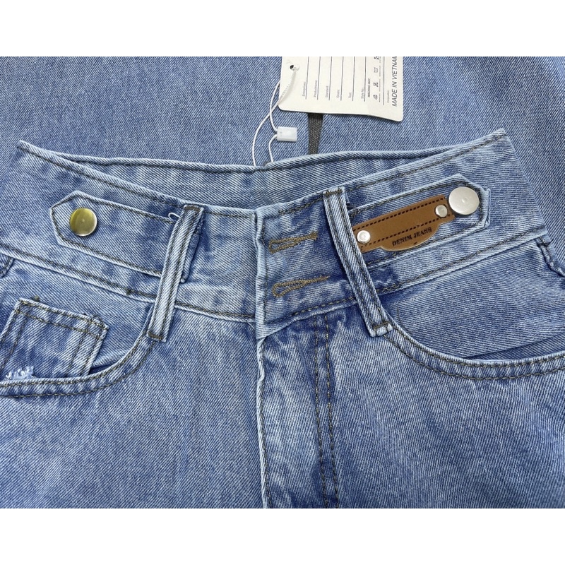 Quần bò nữ, quần jean ống rộng thời trang Lê Huy Fashion lưng cao 2 nút kiểu cực bánh bèo MS 055 (có video - ảnh thật)