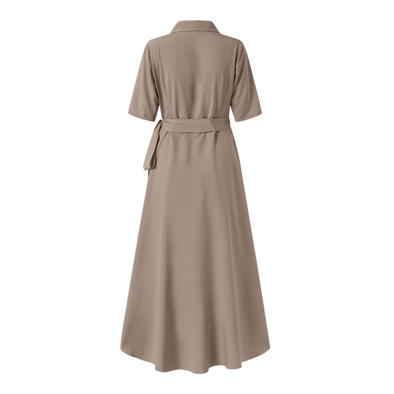 Đầm Zanzea dáng dài tay ngắn cổ bẻ thắt dây thời trang cho nữ