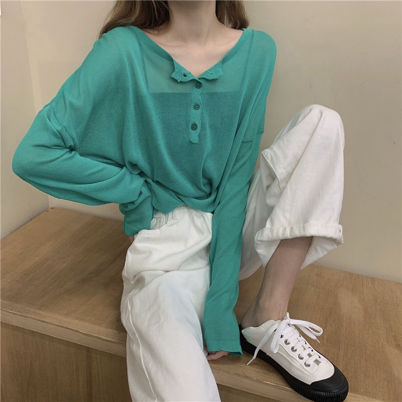 Áo thun nữ tay dài dáng rộng phong cách thời trang quyến rũ