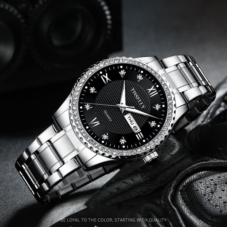 Đồng hồ nam TISSELLY mặt đính đá tuyệt đẹp, dây thép cao cấp bền màu ( Tặng kèm tháo mắc, tỳ hưu, Mã: ATS01 ) | BigBuy360 - bigbuy360.vn
