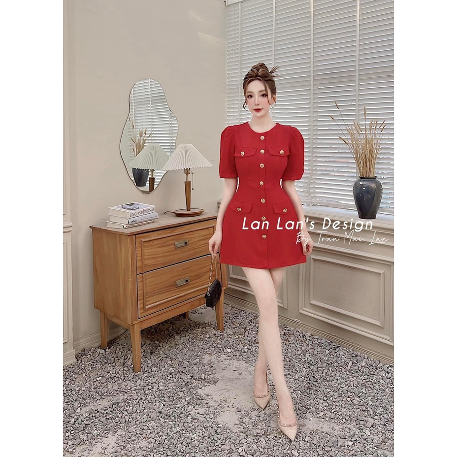 Đầm váy nữ xòe đính nút với 5 màu tôn da, tôn dáng dành cho các tình yêu đi chơi, dự tiệc là siêu xinh, sang chảnh