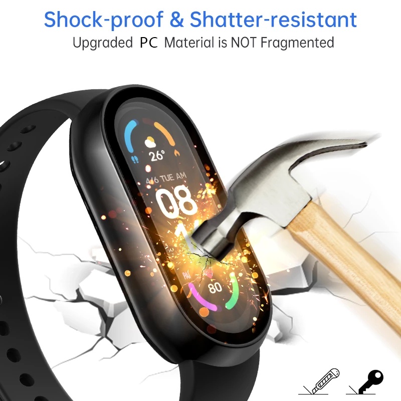 Ốp bảo vệ màn hình 3D + miếng dán bảo vệ cho Xiaomi Mi Band 6 5 4 3 / Miband 6 5
