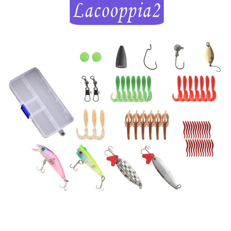 [LACOOPPIA2]59pcs Trolling Bait Bass Fishing Lure Swimbait Tackle Wobbler w/ Tackle Box