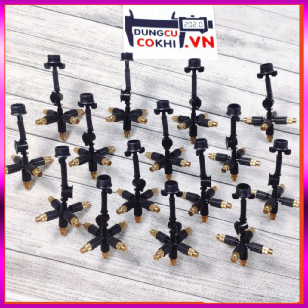15 Béc phun sương 5 tia đồng, có chống nhỏ giọt kèm kết nối ren 21mm, dùng tưới cây, tưới lan
