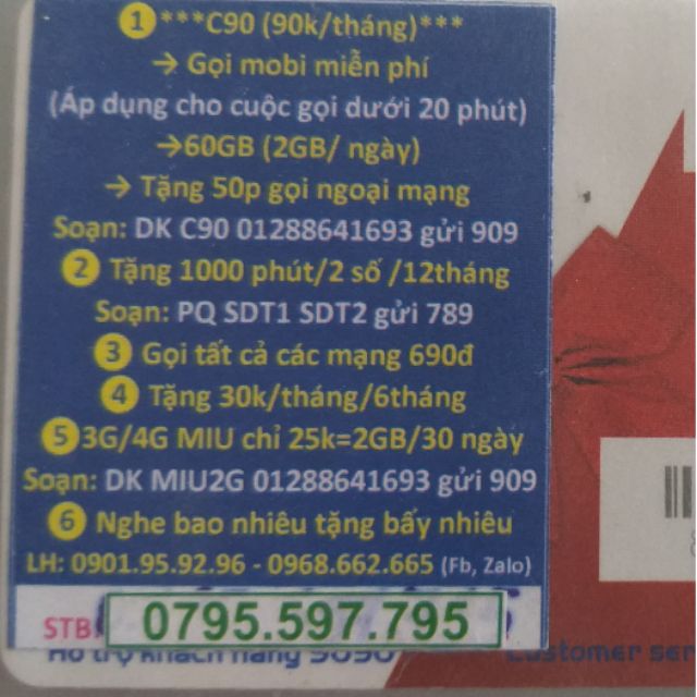 <HOT>Sim 4G< Sim ĐỘC 0.795.597.795