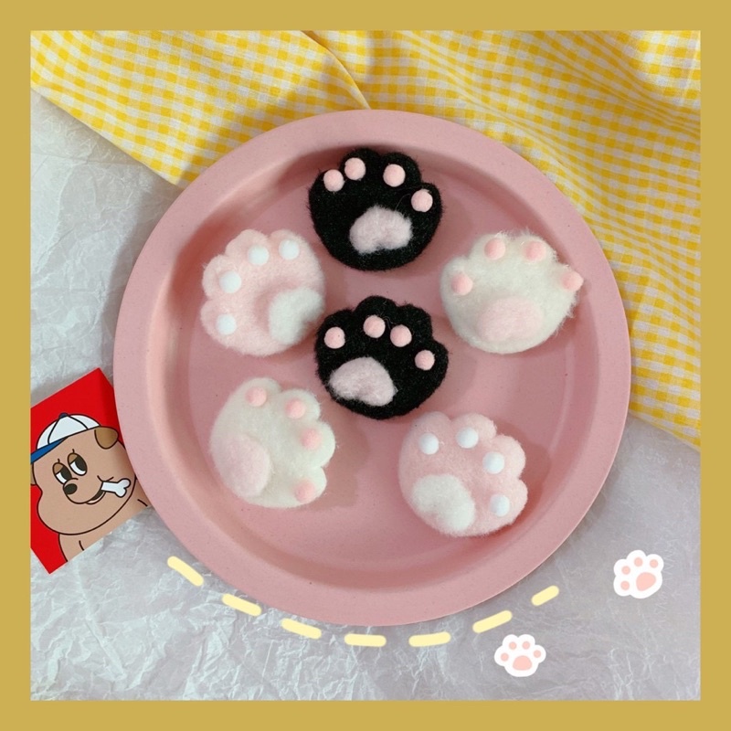 Kẹp tóc bông hình chân cún màu sắc ngọt ngào dễ thương phong cách Hàn Quốc