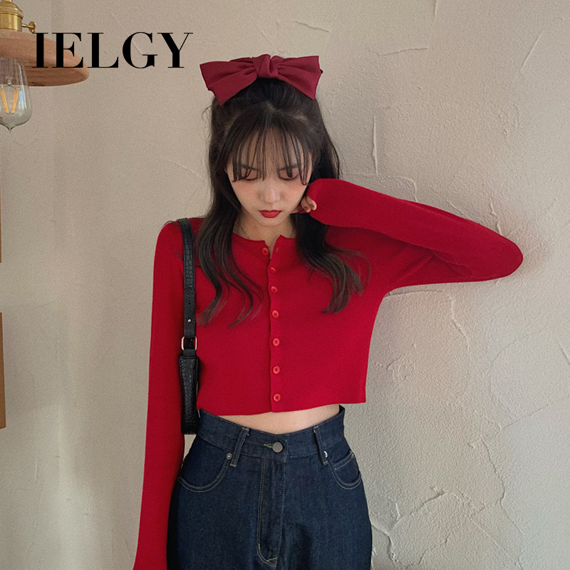 IELGY Áo cardigan dệt kim tay dài thời trang cho nữ