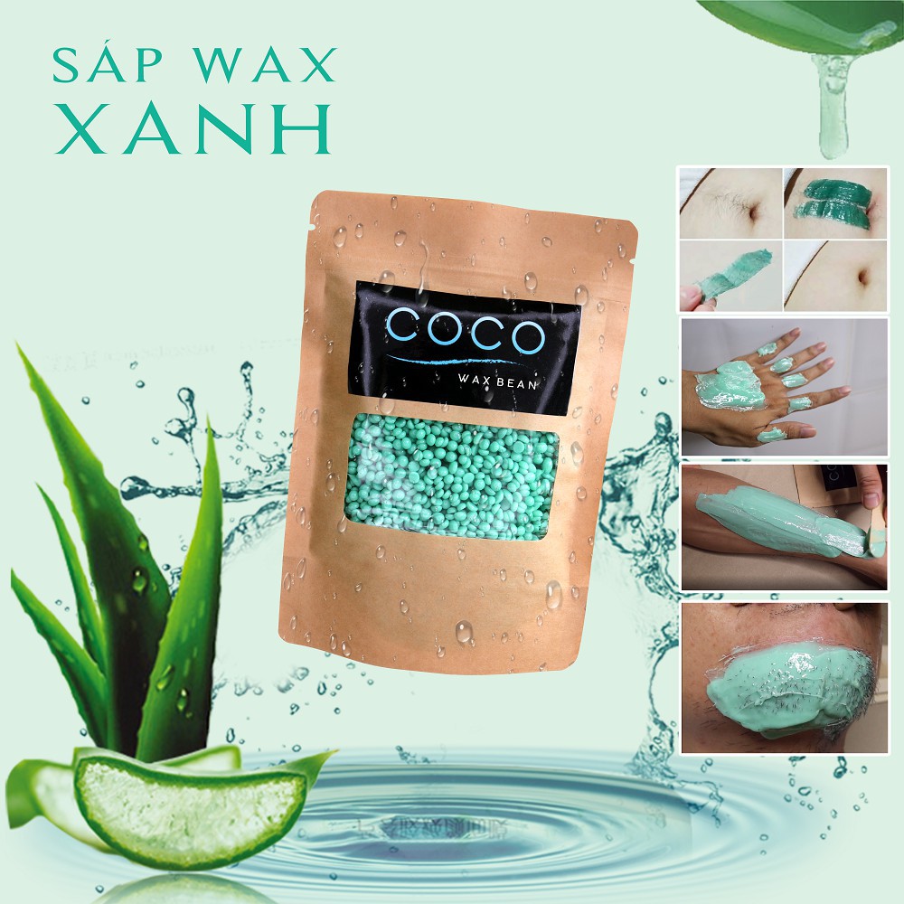 Sáp wax lông Coco, tẩy sạch lông lá, da sáng mịn (Xanh+Hồng)