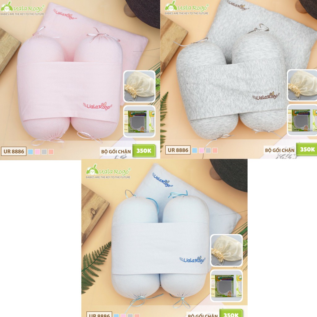 [CHÍNH HÃNG] Bộ gối chặn bông trẻ em cao cấp (gối cotton kèm gối chặn) Uala Rogo