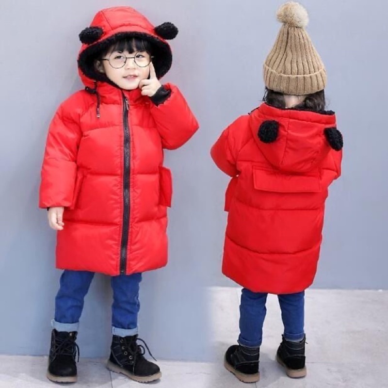 Áo phao tai gấu thân dài cho bé trai , bé gái hàng QCCC kèm ảnh thật