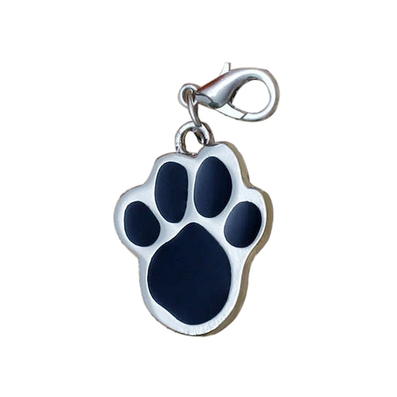 Móc chìa khóa mặt hình vết chân cún gắn thẻ ID tên thú cưng chống thất lạc