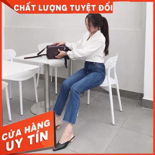 Quần jeans ống loe lửng 9 tấc 3 màu(đen-xanh nhạt-xanh đậm)