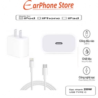Bộ sạc nhanh ip 20w cho ip 11/11 pro/11 pro max/7/7 plus /8 /8 plus/ x /xs/xs max/ zin iphone 12. bh 12 tháng