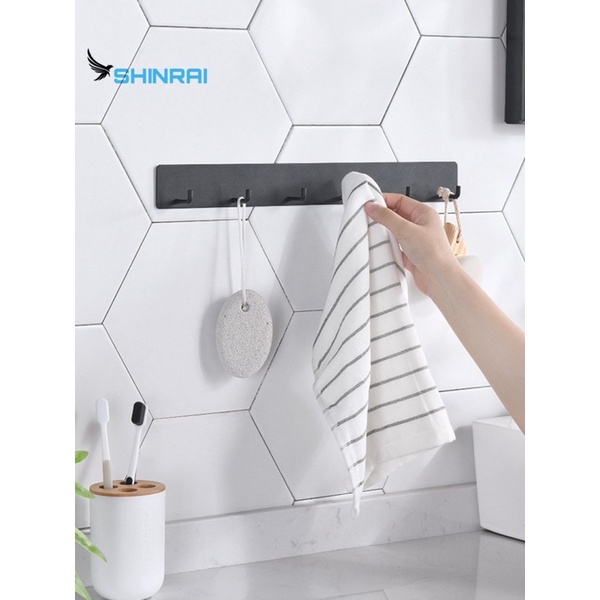 Móc Treo Đồ - Móc Áo INOX SUS304 Đen Titanium Dán Tường 6 Trấu Hàng Cao Cấp