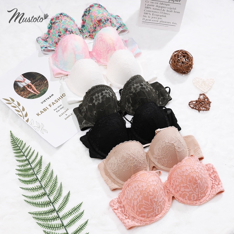 Áo Lót Ren Mút Mỏng 1cm Cúp Ngang Không Dây Chống Tụt Bra Confetti Trắng (Mustoto MA25)