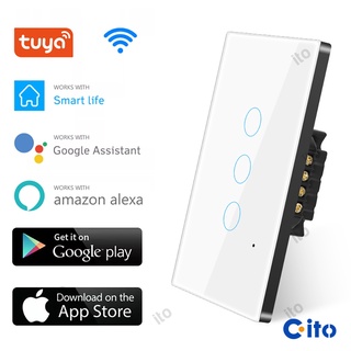 Công Tắc Đèn Cảm Ứng Thông Minh Không Dây 1/2/3 Công Tắc 100-250V Hỗ Trợ Alexa Tuya