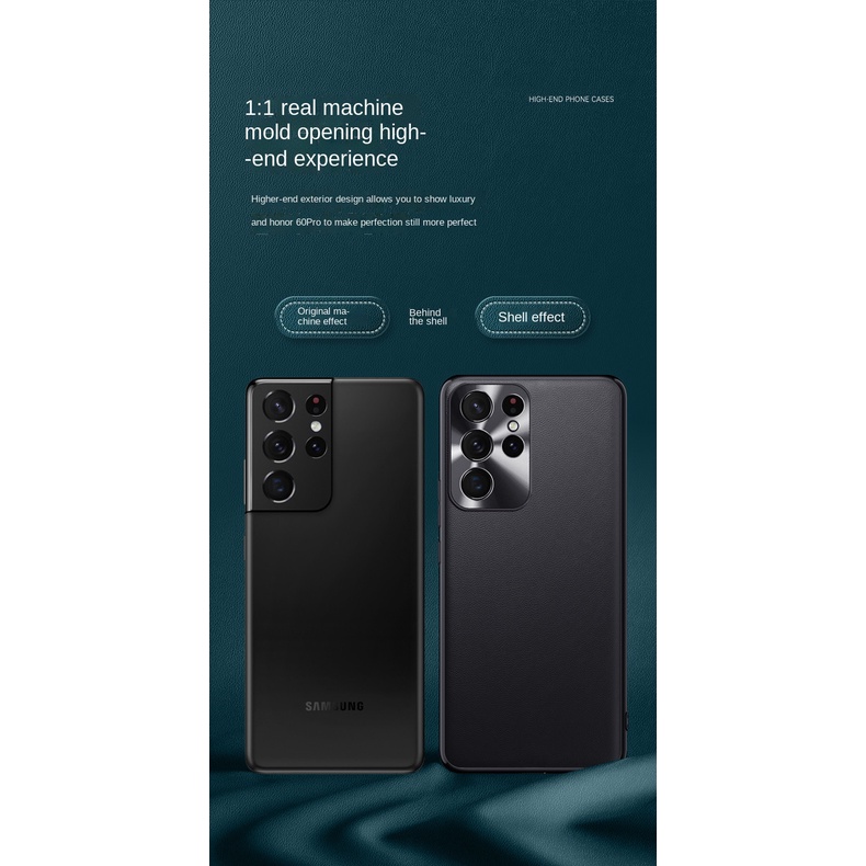 Ốp Điện Thoại Da Viền Kim Loại Chống Sốc Bảo Vệ Toàn Diện Cho Samsung S22 Ultra S22+