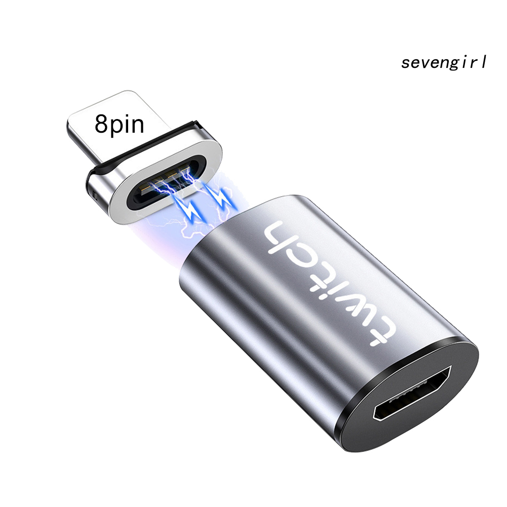 Đầu Chuyển Đổi Từ Sev-Micro Usb Từ Tính Sang Type C 8pin Cho Iphone Android