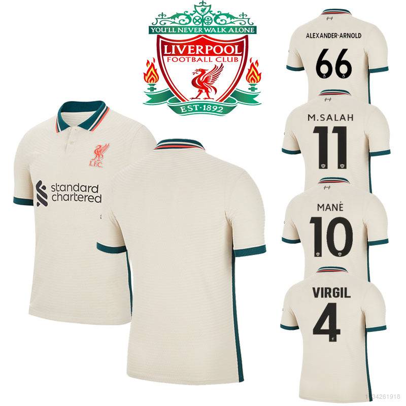 Năm 2021-22 Liverpool F.C. Áo Thun Bóng Đá Tuyển Jerseys Salah Virgil Mane Arnold Away