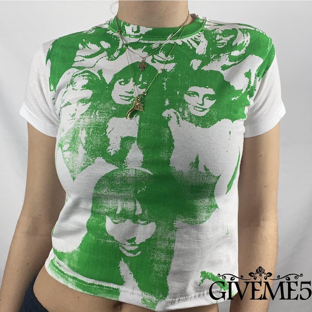 Áo thun tay ngắn cổ tròn in hình thời trang dành cho nữ