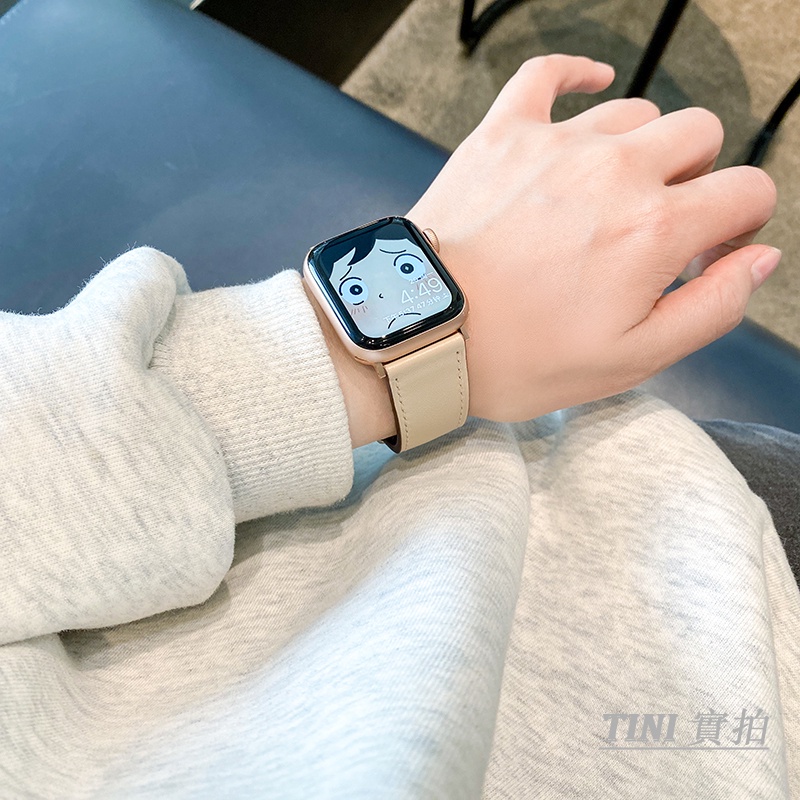 Dây Đeo Bằng Da Khóa Kim Loại Cho Đồng Hồ Thông Minh Apple Watch Series 7 6 5 4 3 2 1 SE iWatch7 45mm 38/41/40/42 44mm