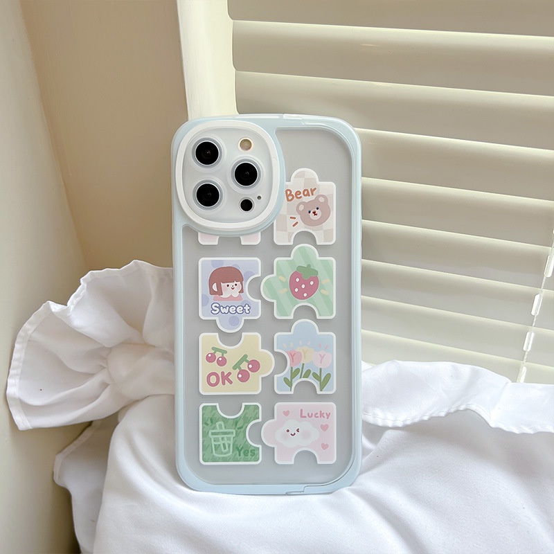 Ốp Điện Thoại Kiểu Mảnh Ghép Có Giá Đỡ Cho iphone7 / 7plus / 8 / 8plus / xs / 11 / 12 / 13 / 14 / pro / max / plus / promax