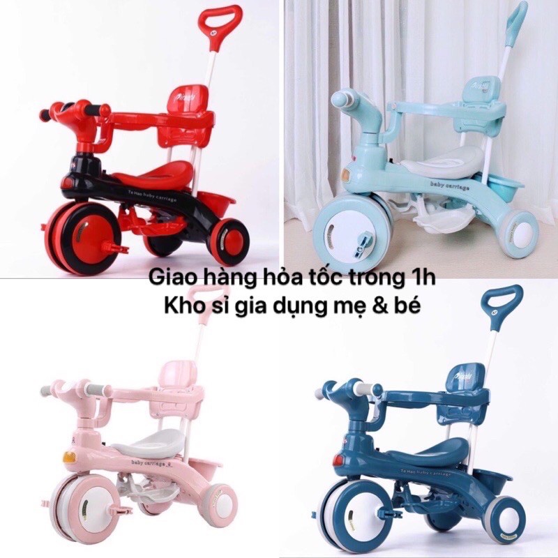 Xe đẩy có đèn và phát nhạc cho bé, xe đạp 3in1 có khung bảo vệ bé loại đẹp