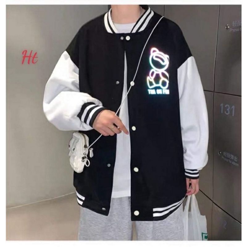 [HOT HOT] ÁO KHOÁC BOMBER PHỐI TAY TRẮNG GẤU PHẢN QUANG CHẤT NỈ MỀM MỊN XỊN NAM NỮ MẶC ĐỀU YÊU PHỐ THỜI TRANG HOTTEEN