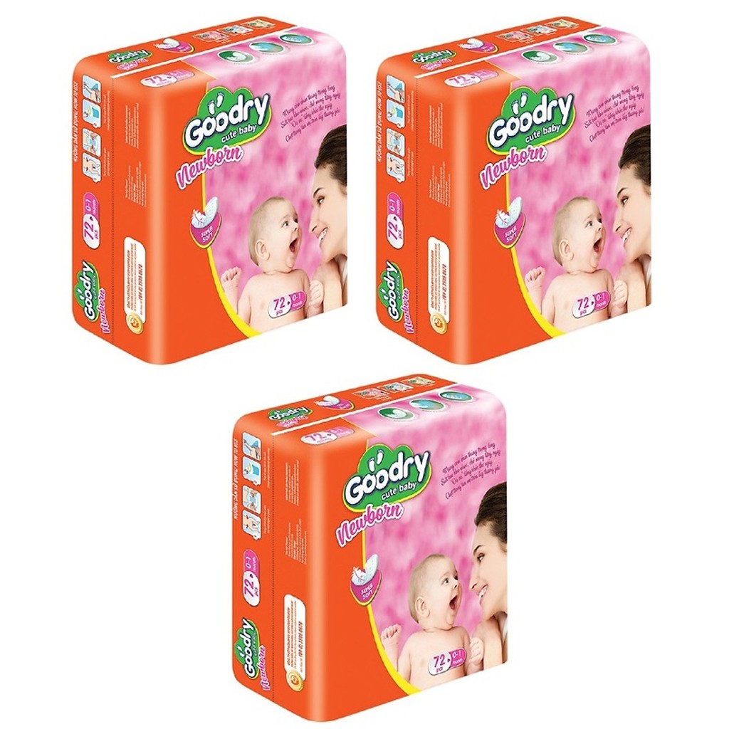 Combo 3 gói newborn lót sơ sinh goodry 72 tặng 12 miếng ( 228 miếng )