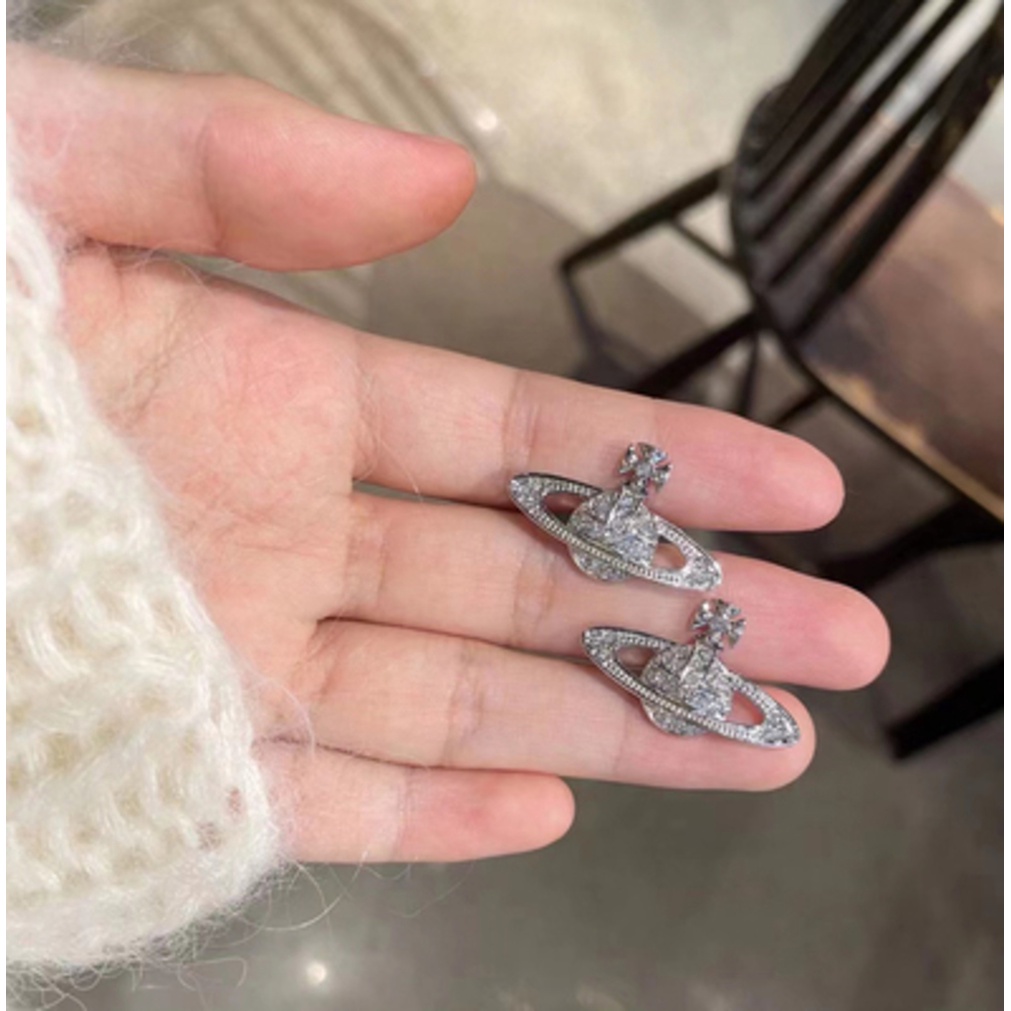 Bông Tai Đính Kim Cương Giả Phong Cách retro Thời Trang Hàn Quốc