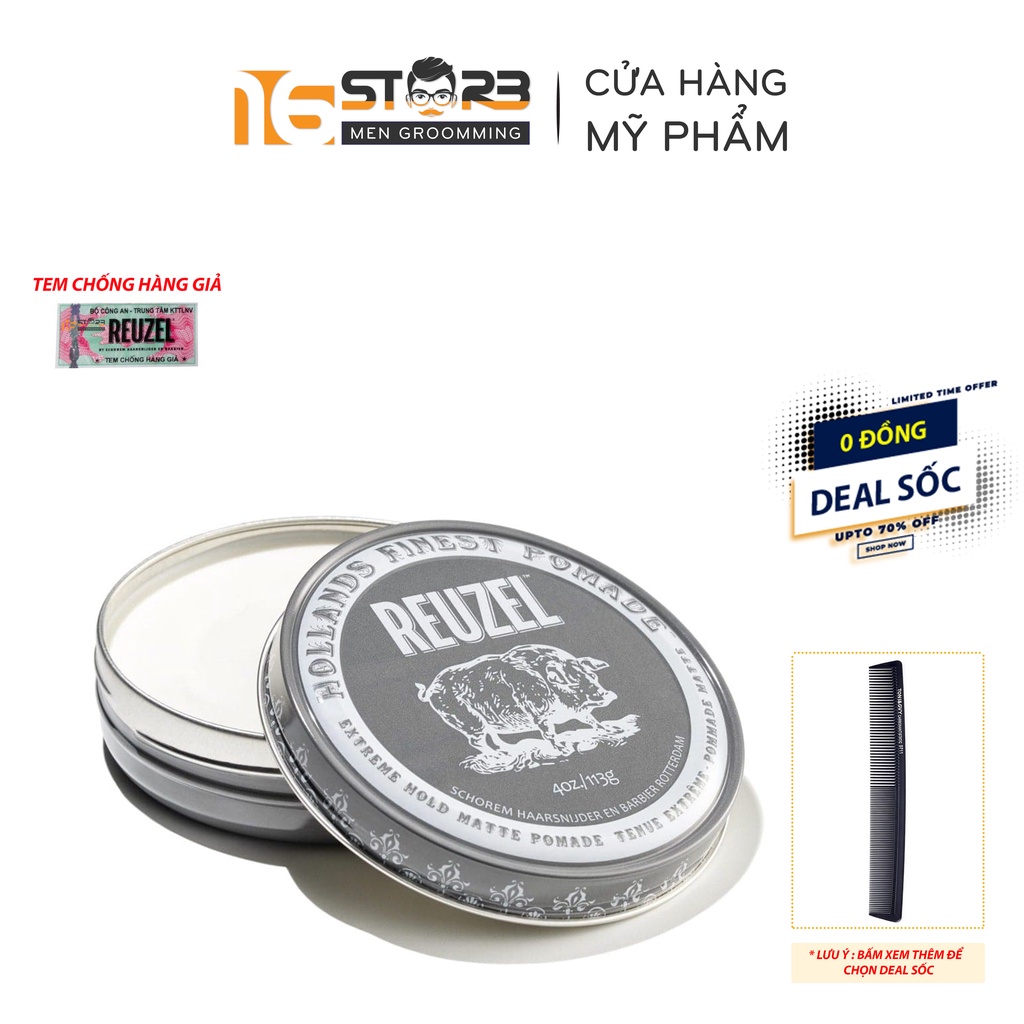 Sáp Vuốt Tóc Nam Reuzel Extreme Hold Matte Pomade 35/113g