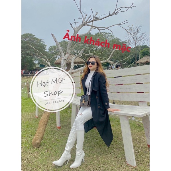 Áo măng tô kaki dáng dài