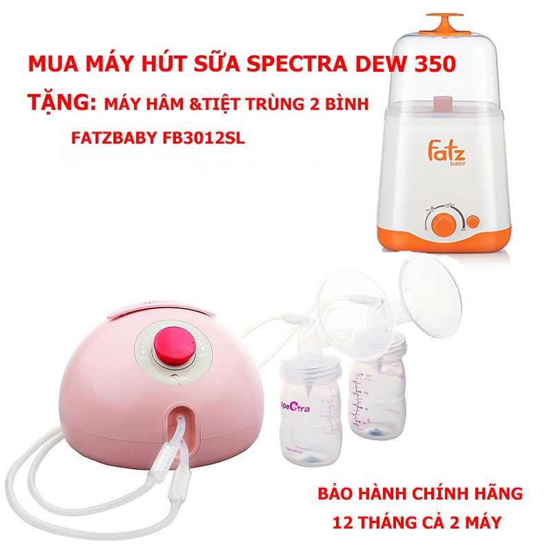 Mua Máy Hút Sữa Spectra Dew 350  tặng Máy Hâm Nóng Và Tiệt Trùng 2 Bình Cổ Rộng FatzBaby FB3012SL