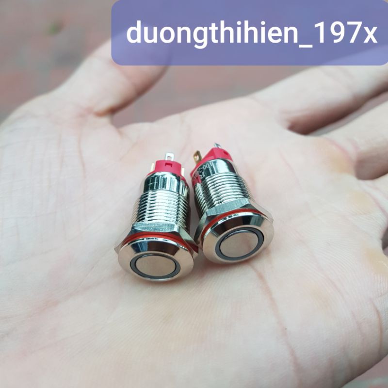 Công tắc nguồn có đèn led 12mm loại nhấn giữ, nhấn nhả