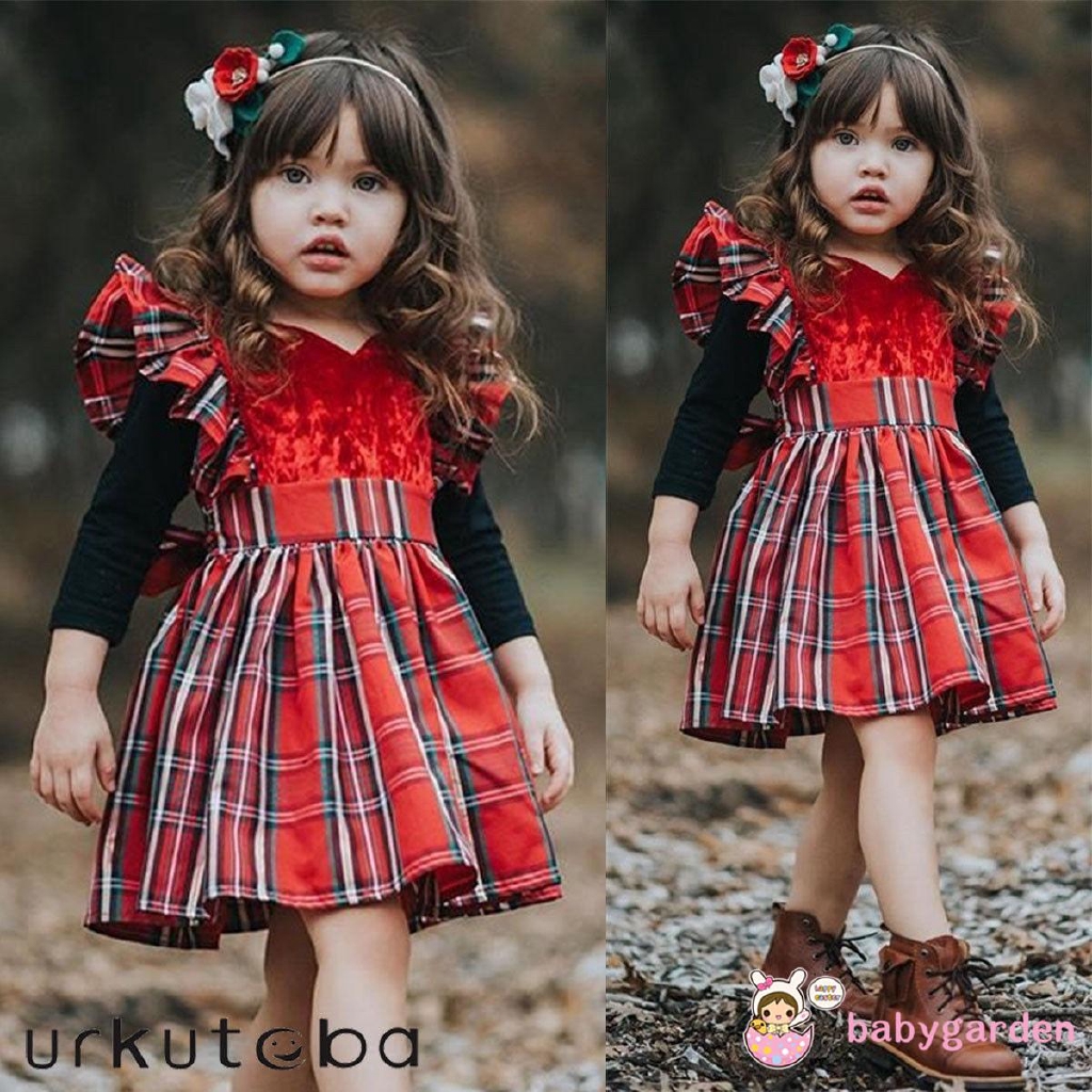 Đầm xòe họa tiết caro dễ thương cho bé gái