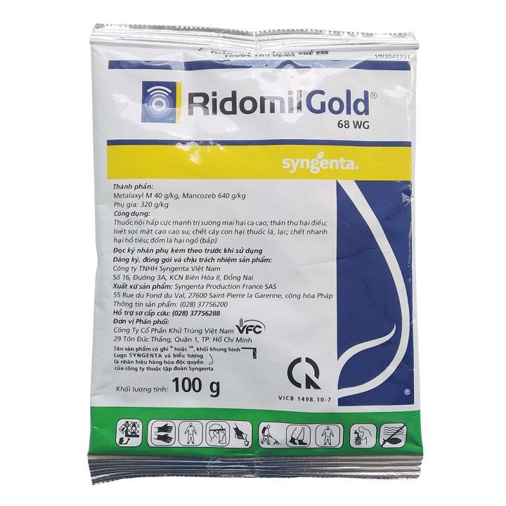 Thuốc trừ nấm bệnh Ridomil Gold 68WG 100g