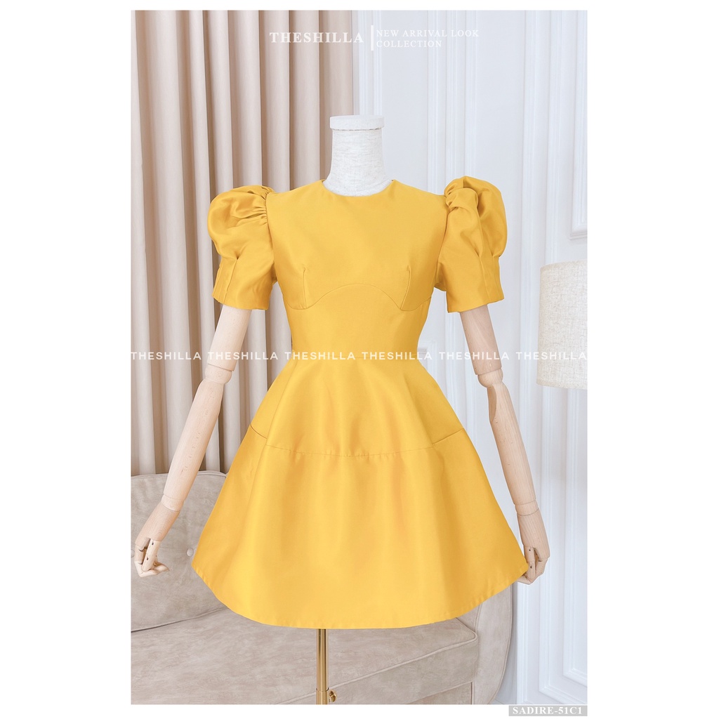 Váy thiết kế cao cấp màu vang tay phồng form xòe [ Có video + Ảnh thật ] The Shilla - Sadire-51C1