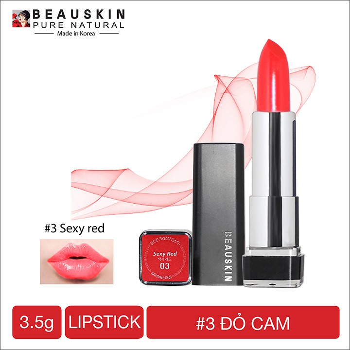 Son môi lâu trôi nhiều dưỡng Beauskin Crystal Lipstick No.1 Davi Red ( Đỏ Tươi) 3,5g | BigBuy360 - bigbuy360.vn
