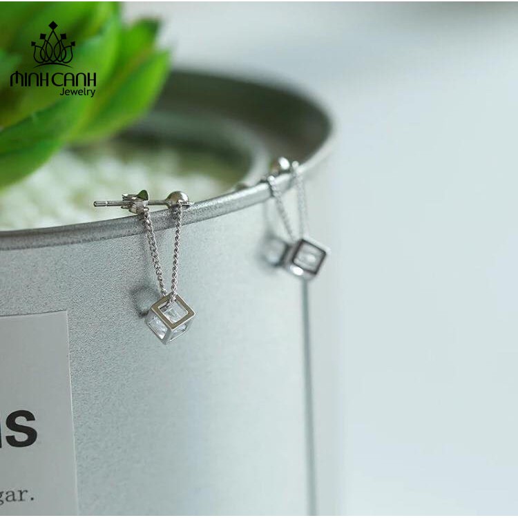 Bông Tai Hình Lập Phương Dạng Treo - Minh Canh Jewelry