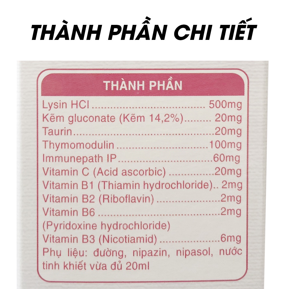 Siro Thymolivit tăng sức đề kháng EUCARE dạng ống giúp bé ăn ngon, phục hồi sức khỏe - 20 ống