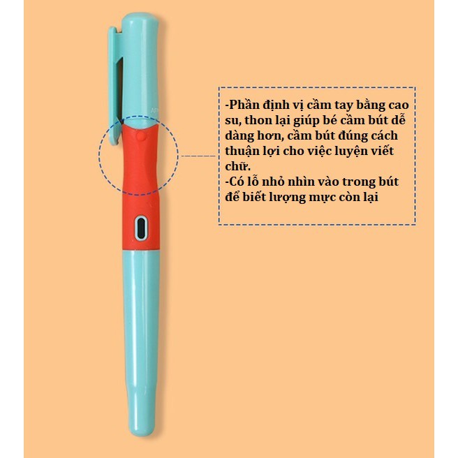 Bút máy 758 - ngòi trơn - định vị cầm tay - dành cho bé tập viết và học sinh từ lớp 1 đến lớp 5