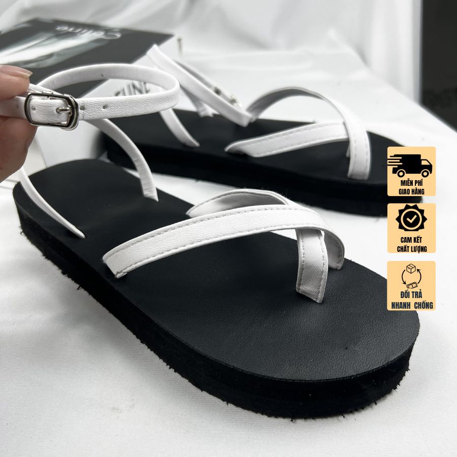 GIày sandal nữ xỏ ngón quai chéo, đi học, đi chơi đế cao 3 CM SANDALTHOITRANG