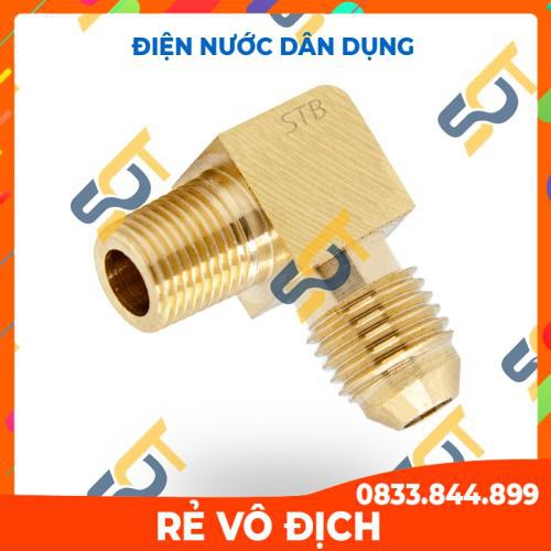 [Mã FREESHIP hoàn 50K] -  Co ren ngoài 3/8 (17), 1 đầu côn lồi NPT (Brass Flare Fitting Male Elbow 90)