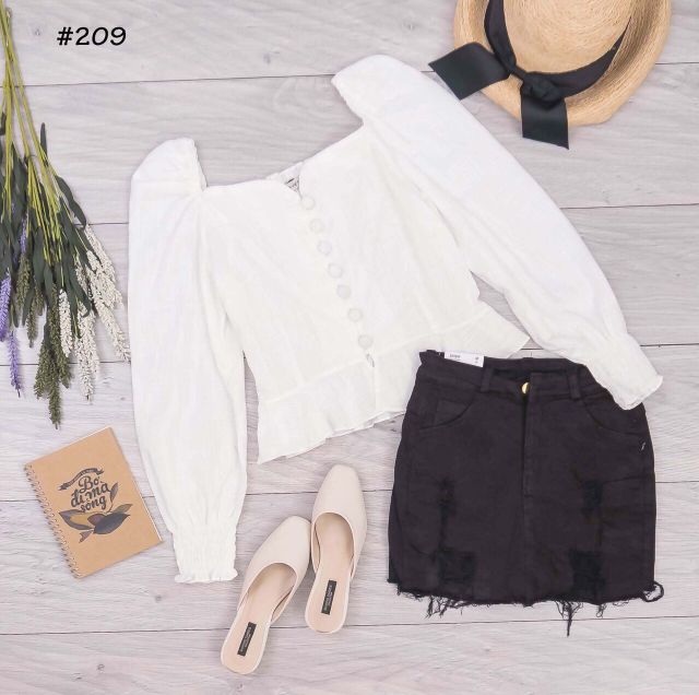 Áo nút bọc peplum (có ảnh thật)