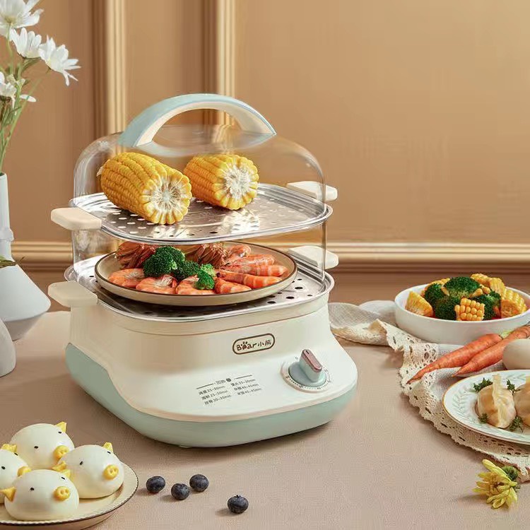 Nồi Hấp Điện Đa Năng Hai Tầng Bear DZG-C60W9 Chính Hãng Dung tích 6L