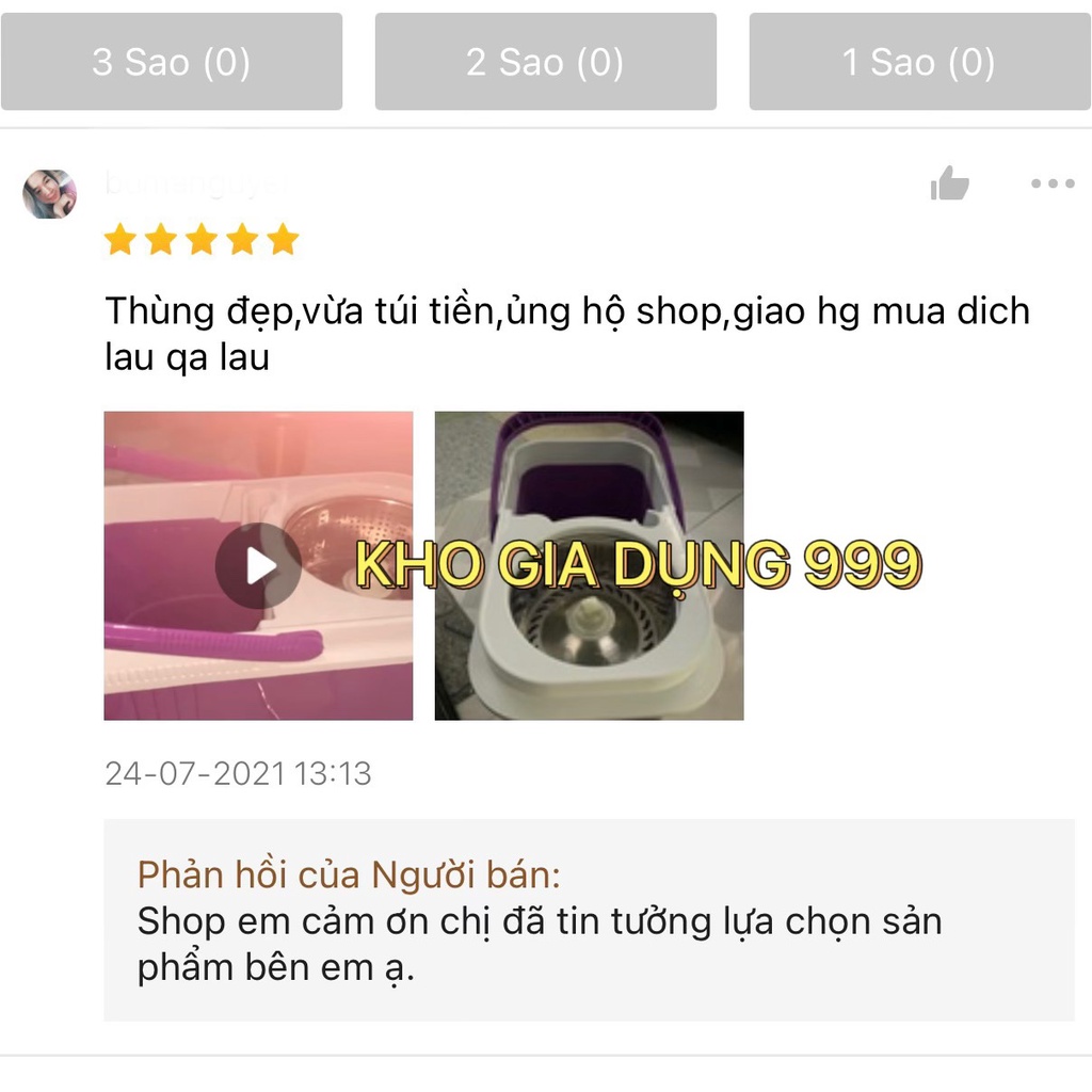 THÙNG LAU NHÀ XOAY 360 ĐỘ INOX - VẮT KHÔ BÔNG LAU SIÊU MƯỚT