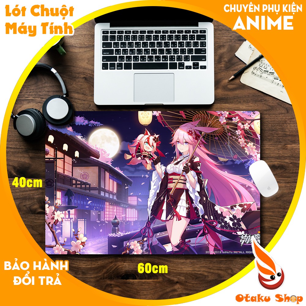 { Mouse pad cỡ lớn } Lót chuột Anime Honkai Impact chất liệu cao su để trên bàn di chuột chơi game kích thước 60x40cm